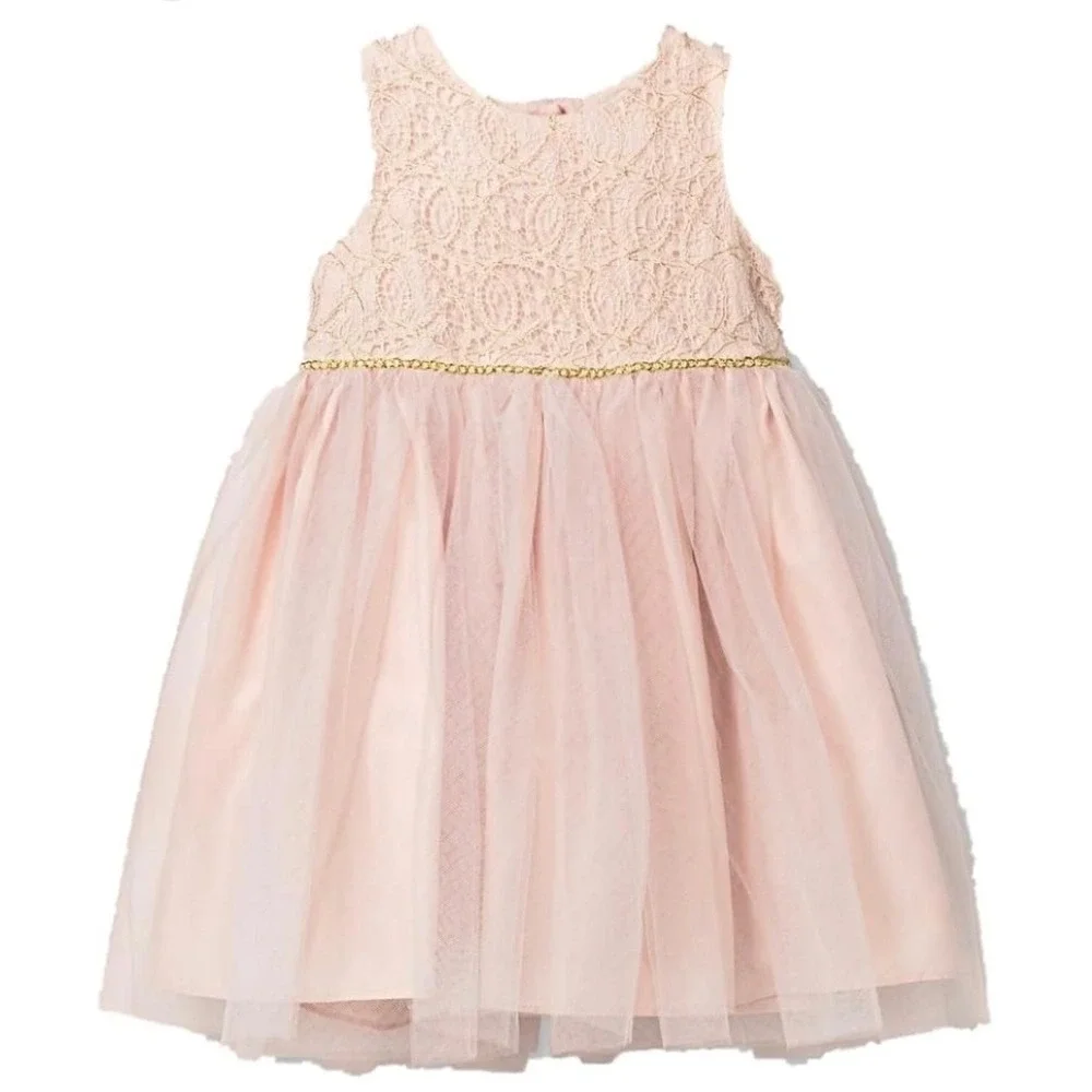 CAT & JACK Girls Pink‎ Dress Tulle Party Ballerina Sleeveless Lace Gold 4T Twirl